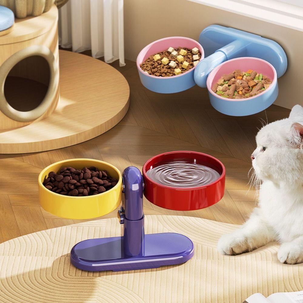 Rotatable Cat Food Water Bowl Suction Cup Type Cat Dog Dual-use Bowl Dog Accessories