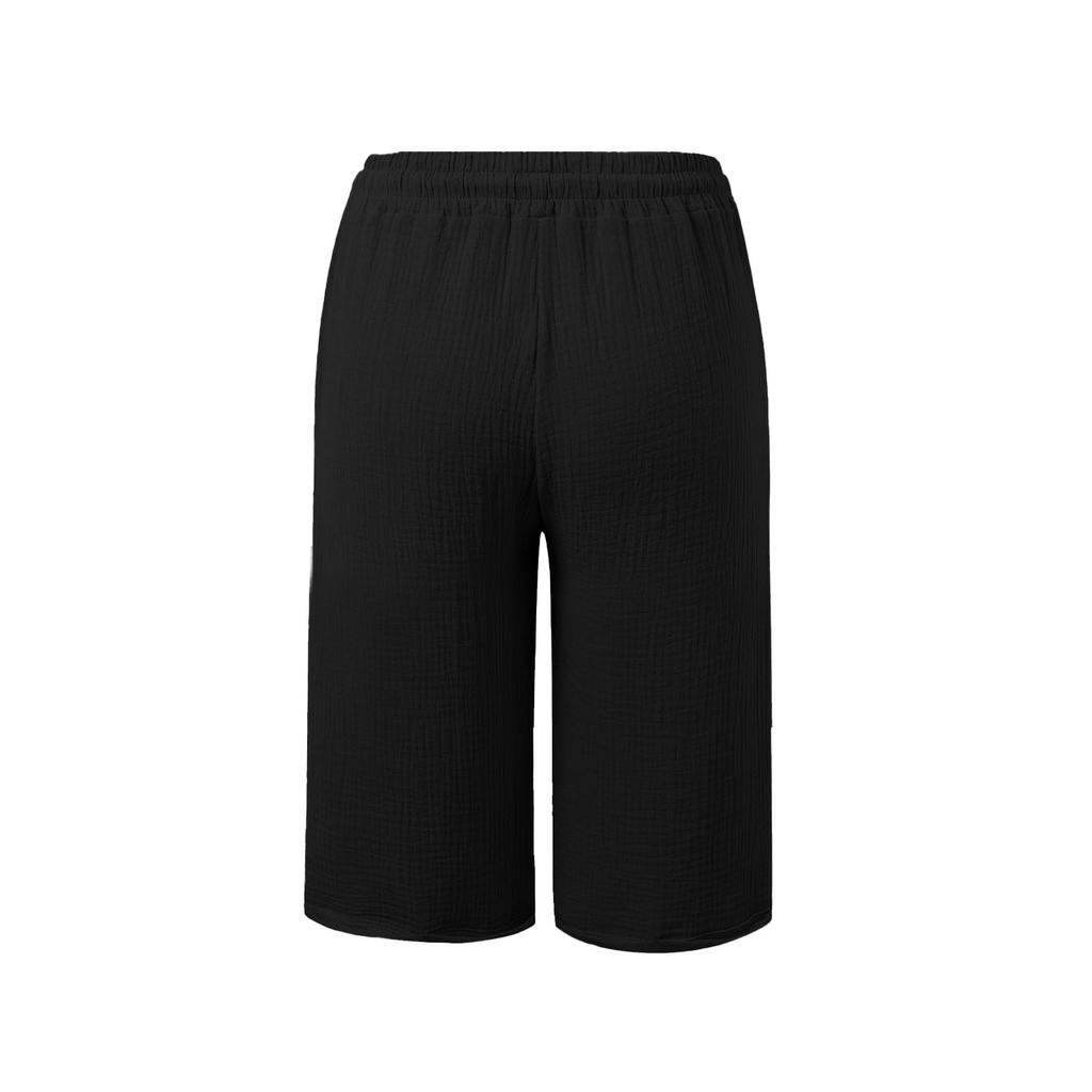 Dámské letní lněné šortky - Elastický pas Sklady Kapsa Ležérní Capri