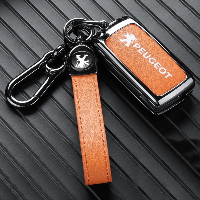 Zinc Alloy Car Key Case Cover For Peugeot 301 308 408 508 2008 308S 3008 4008 5008 307 Accessories Leather Keychain Bag Holder