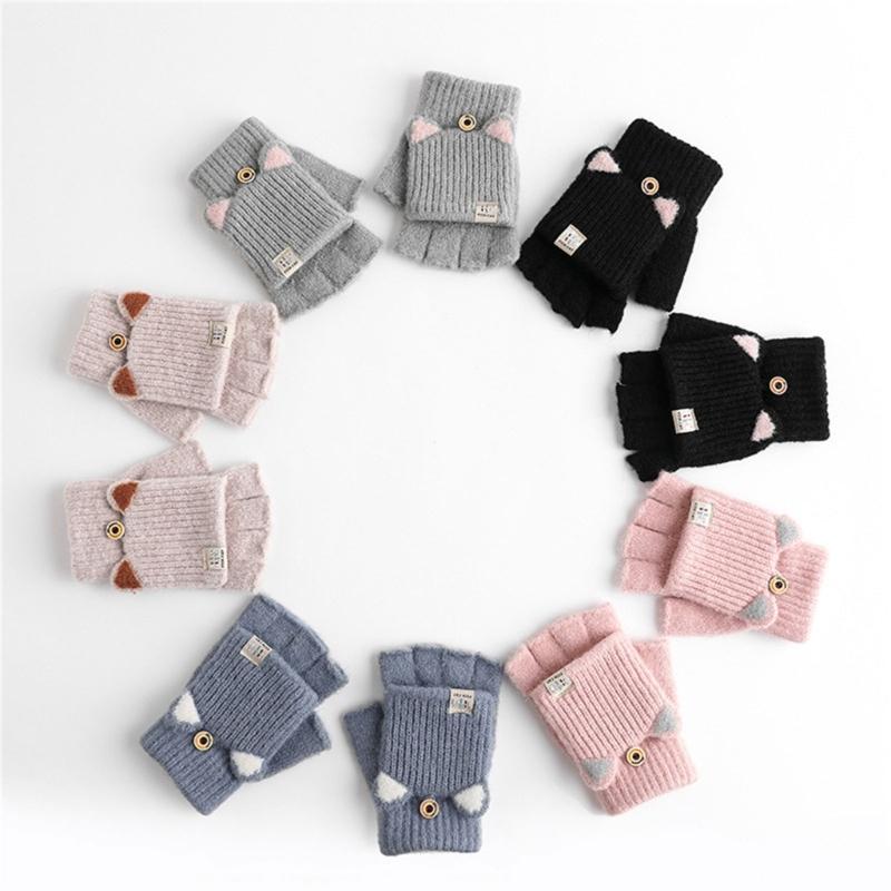 2pack Flexible Finger Movement Gloves Cold Weather Knitted Gloves Child Gloves for Daily Use