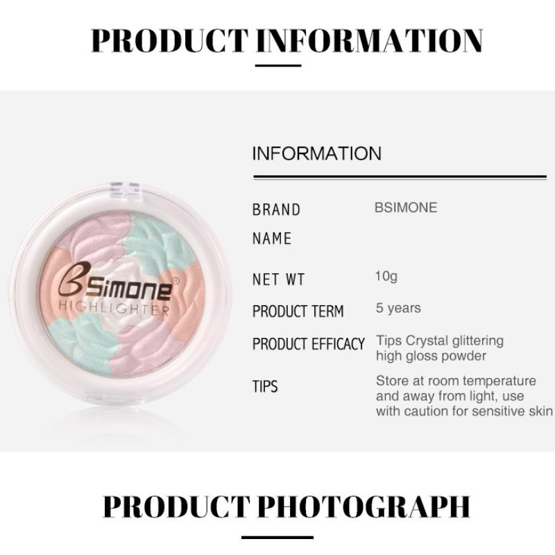 Moda culori mixte Pearl Rose Disc Highlighter Hrănire pentru piele Lumină complementară Iluminare naturală Discuri de iluminare