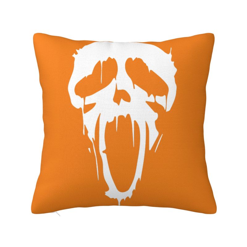 Halloween Horror Orange Ghost Pattern Pillowcover Decoration Cushions Cover Throw Pillow Case for Living Room Double-sided