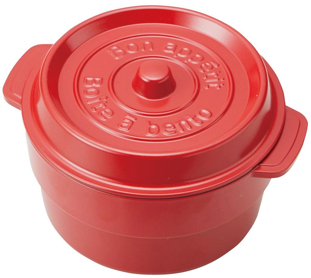 Takenaka Coco Pot Round Lunch Box, Made In Japan, Red, (Top) 230ml, (Bottom) 300ml, T-56440