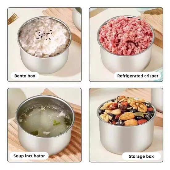 Matbeholdere i rustfritt stål Stabelbar matboks Lufttett kjøkkenorganisator