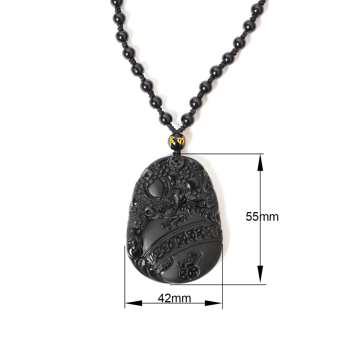 Natural Obsidian Tripod Golden Cicada Money Toad Pixiu Pendant Necklace