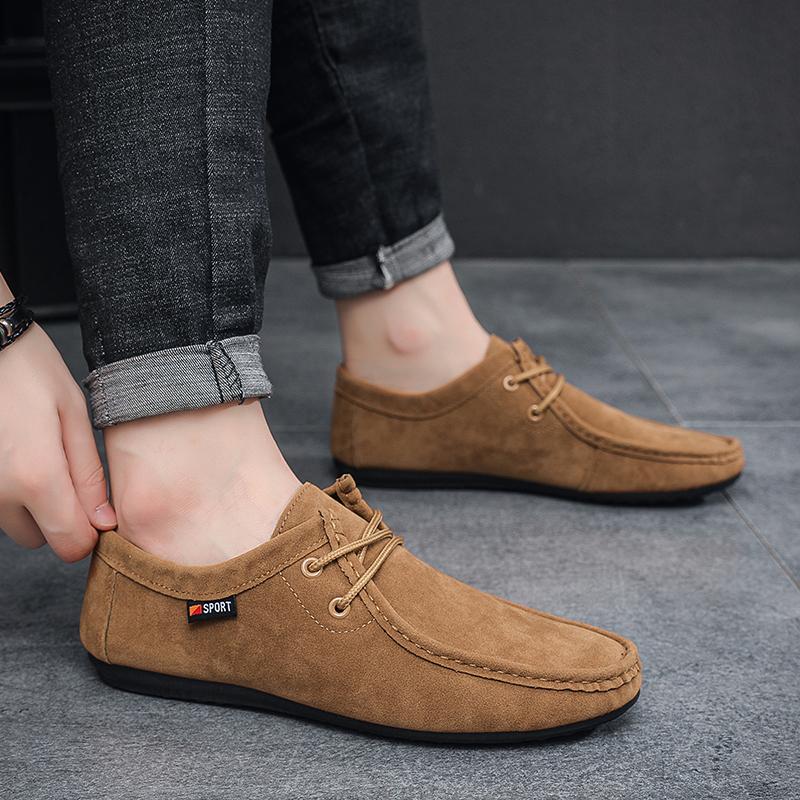 Fashion Autumn Men Casual Shoes Suede Leather Work Shoes Male Lace up Flats Sneakers Platform  Business Party Dress Shoes