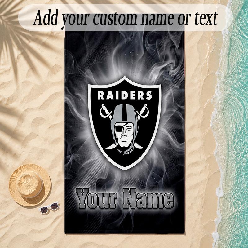 Beach TowelLas Vegas Raiders Custom Name Text Personalized Soft Towel for Beach Pool Indoor Home Decor Gift