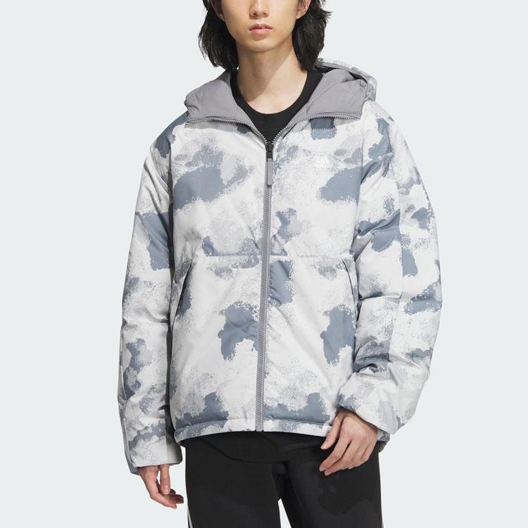 Adidas Reversible Sports Casual Loose Long Sleeve Down Jacket Men Outerwear Light-Gray IS0358