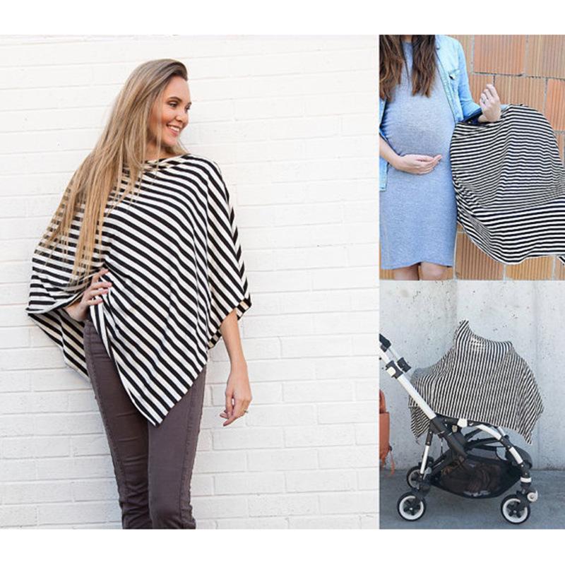 Modesty Stripe Nursing Shawl & Baby Car Cover - Anti-Exposure Scarf