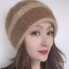 Womens Fashionable Double Pile Knitted Hat With No Brim Warm Headwear For Cold Seasons
