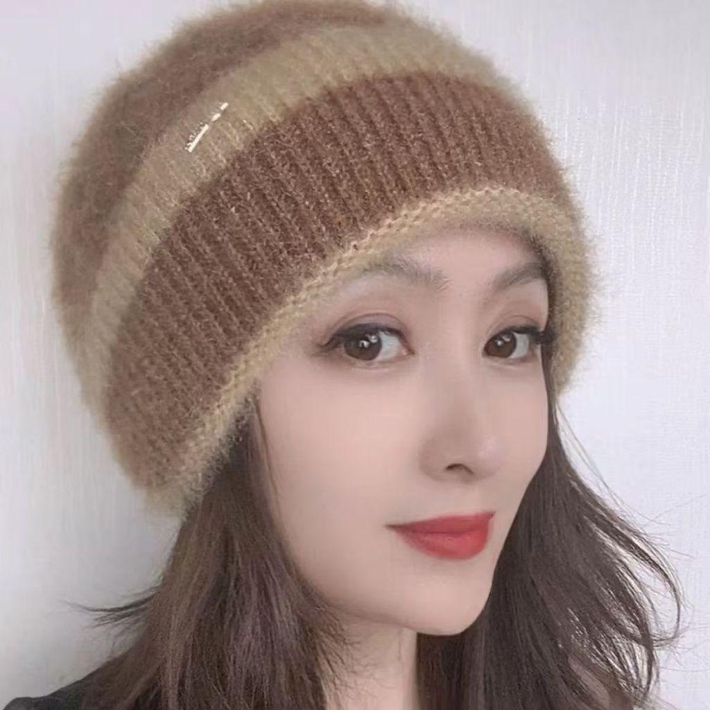 Womens Fashionable Double Pile Knitted Hat With No Brim Warm Headwear For Cold Seasons