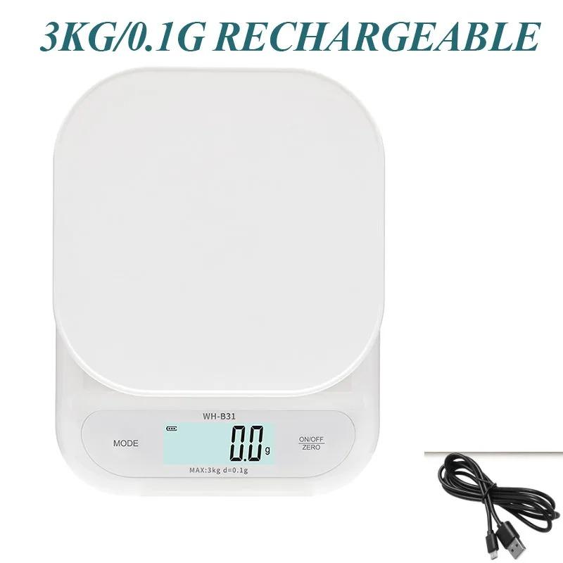 WH-B31 Köksvåg LCD-display USB-laddning/Batteri Hög Precision Kökselektronisk Våg Tevåg Vägning Bakverktyg