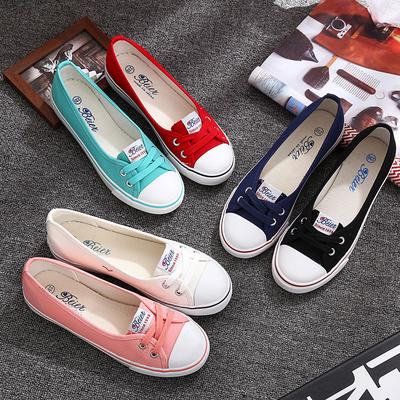 Fashion Youth Preppy Style Women Lady Summer Canvas Vulcanized Slip On Casual Shallow Flat Zapatillas Plimsolls Lazy Shoes 698
