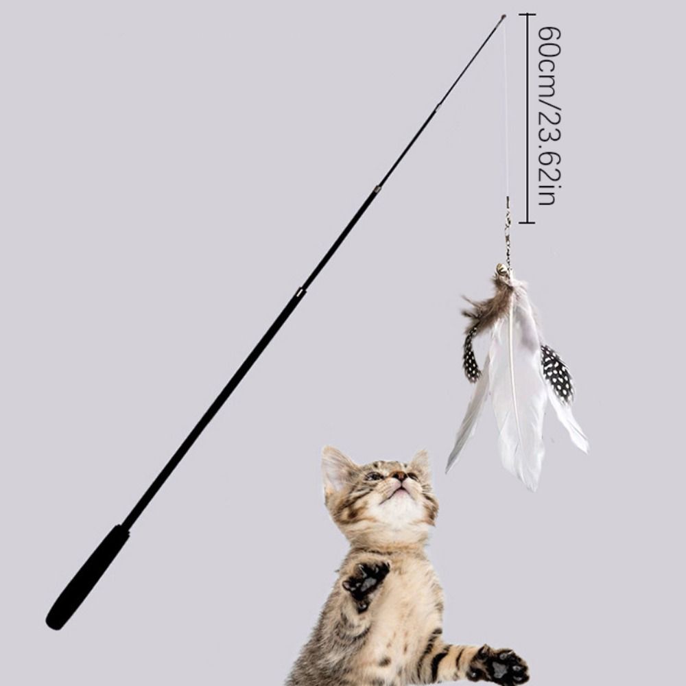 1.8m Extra Long Telescopic Cat Teaser Stick High Elasticity Relieve Boredom Cat Playing Interactive Toys Flexibility