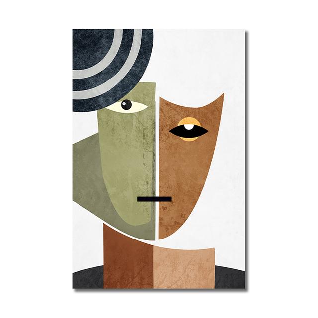 Oljemalerier i Picasso-stil, abstrakte geometriske linjer, kvinnelige ansiktsbilder, plakater og hjemmedekor