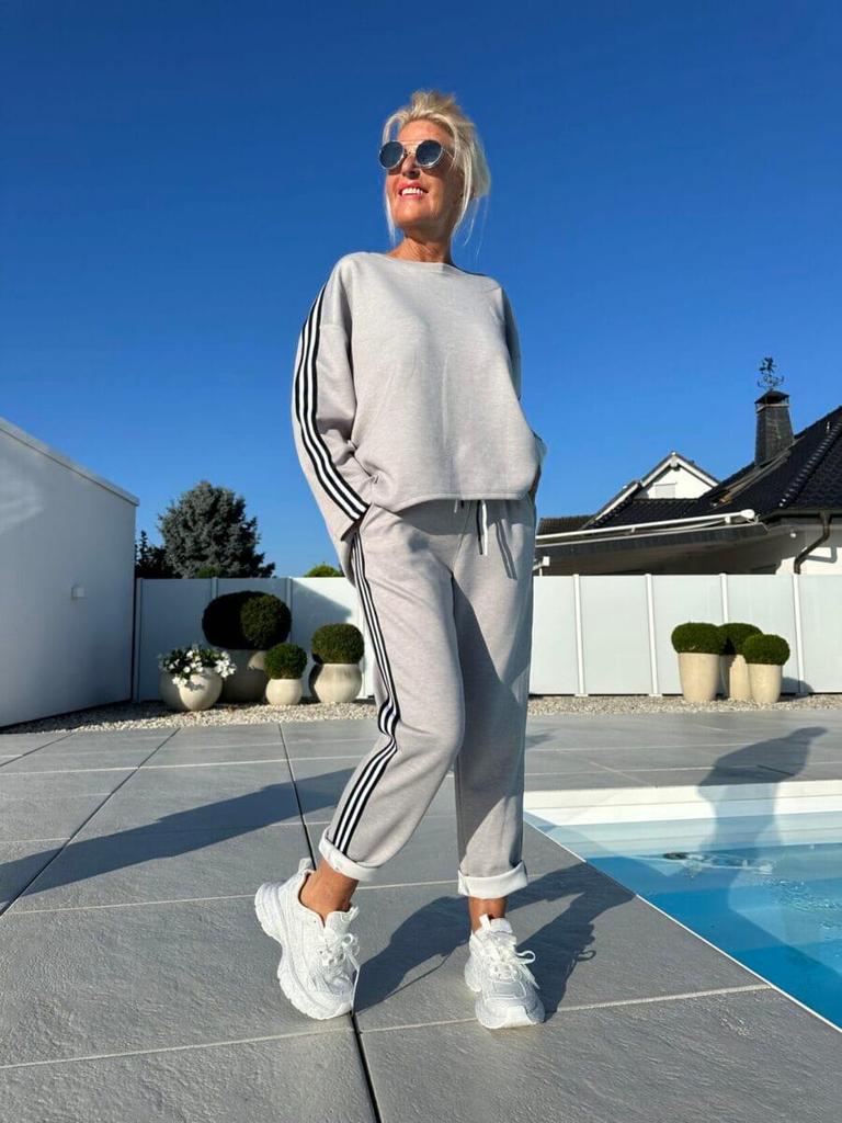 2025 Autumn/Winter Women's Solid Color Braided Patchwork Long Sleeve Crew Neck Top and Long Pants Set