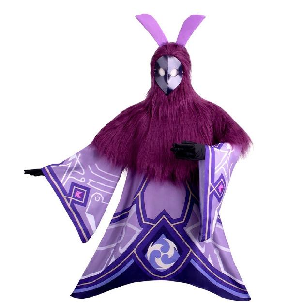Genshin Impact Cosplay Water Fire Ice Thunder Attribute Abyss Mage Cosplay Costume Mask Headband Halloween Party Cape Outfits