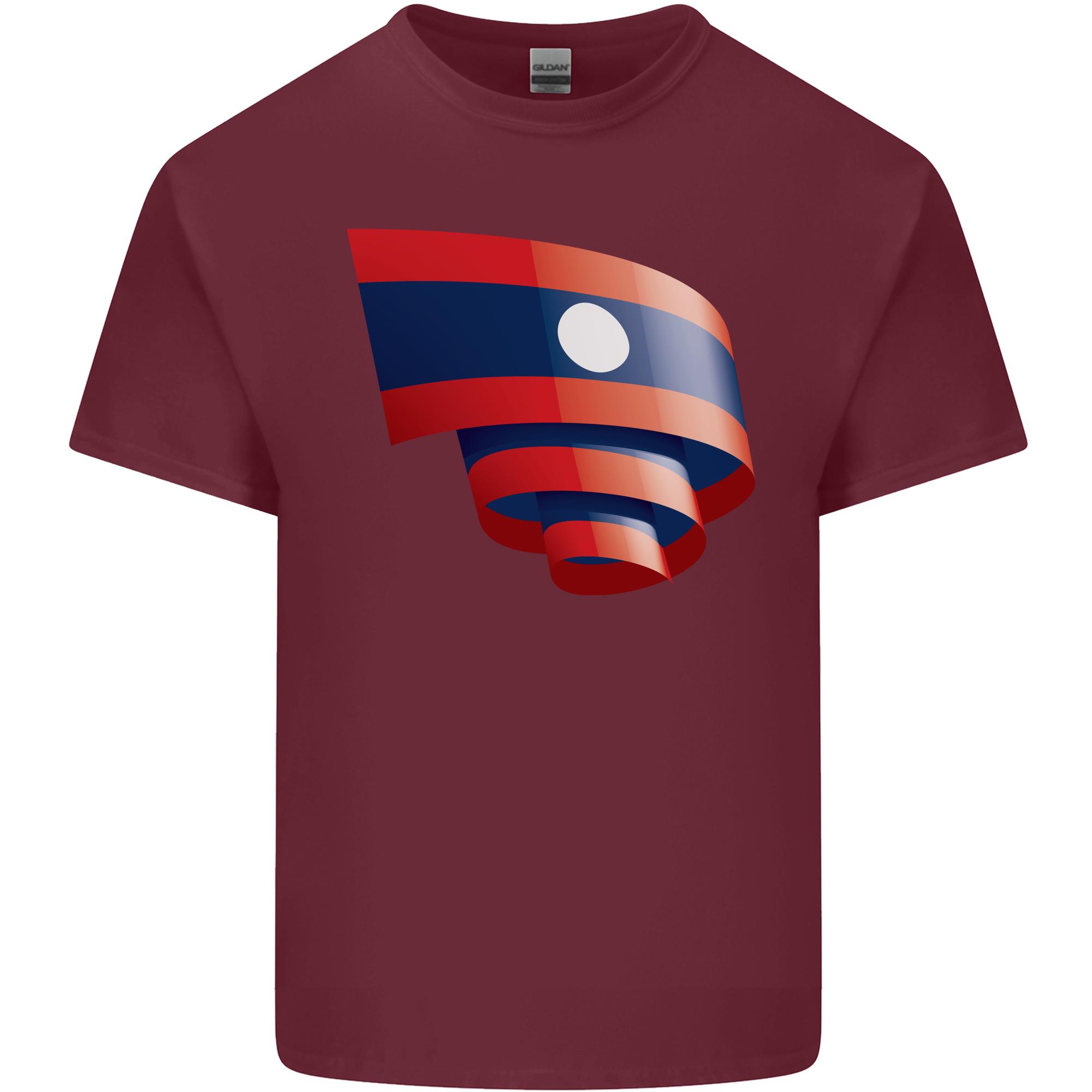 Curled Laos Flag Laotian Day Football Unisexs Light Cotton TShirt S