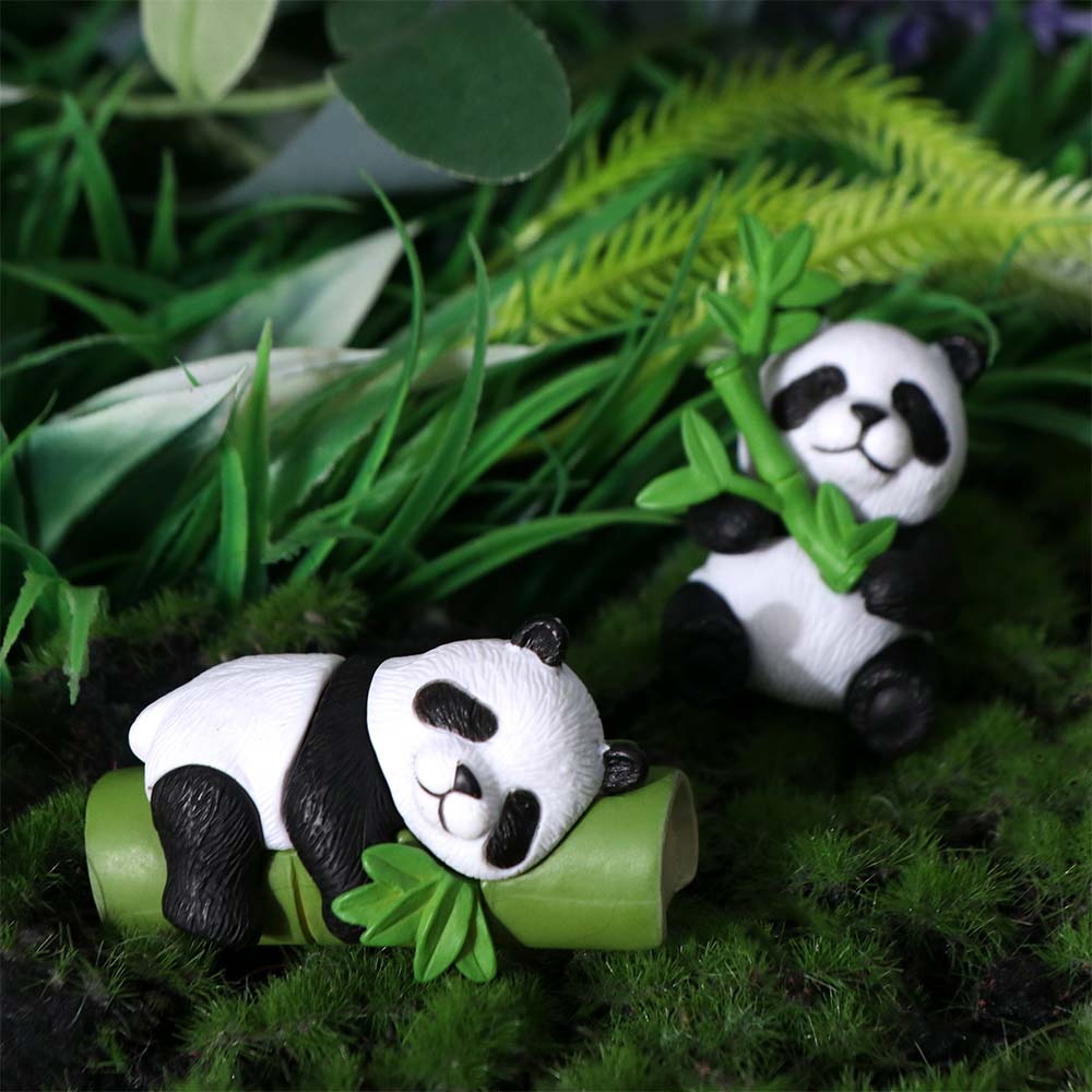 8pcs Resin Panda Ornament Lifelike Panda Statue Garden Decor Animal Statues  Car Ornaments