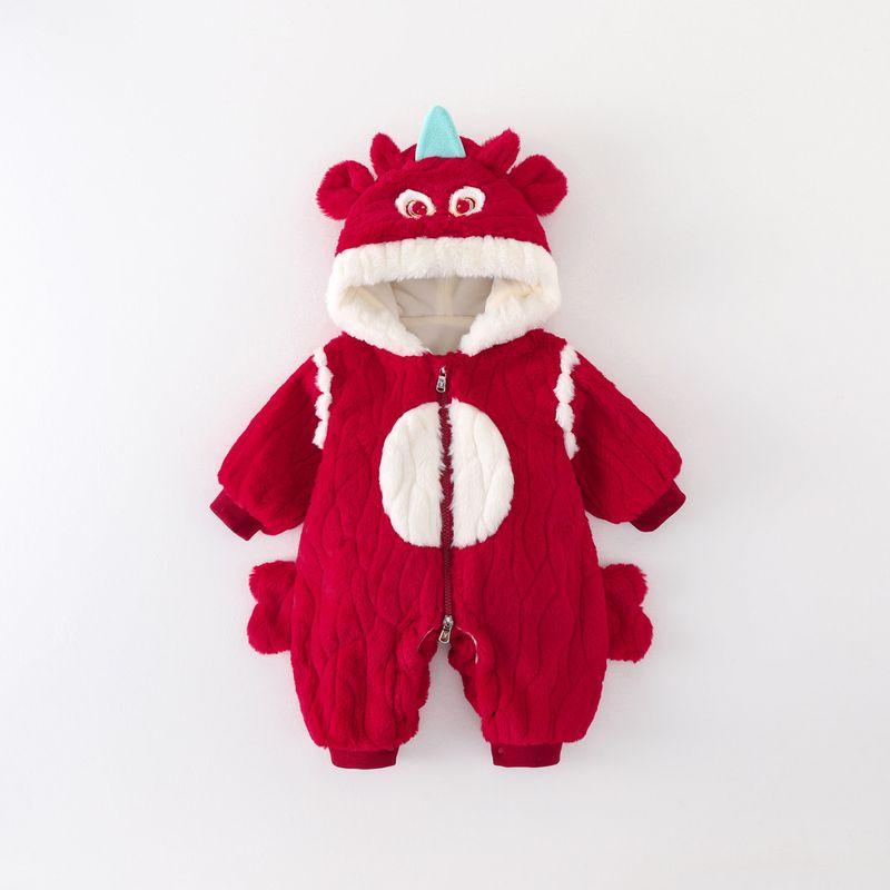 

Suit for Boys and Girls, Thickened with Cotton Padding, Warm Outdoor Outfit for Infants and Toddlers, Cute Furry Clothing for New Year Celebrations Red 100([14-18 Months 12.5-15kg])