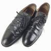 80s-90s Vintage Heyraud French Handmade Straight Tip Shoes Black Size 40.5 25.0-25.5(USED)