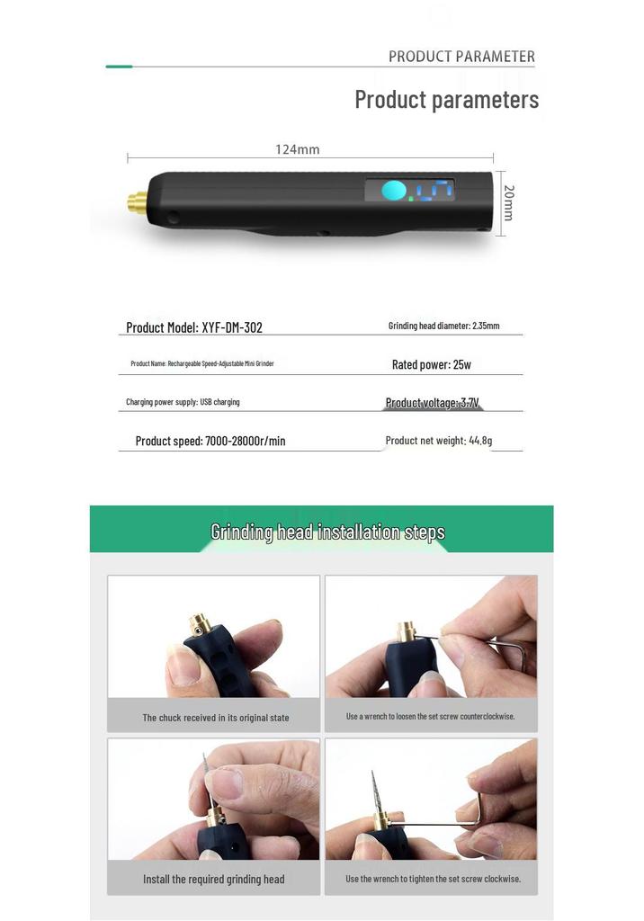 Rechargeable Variable Speed Mini Electric Grinder - Lithium Battery Nail Art & Engraving Pen