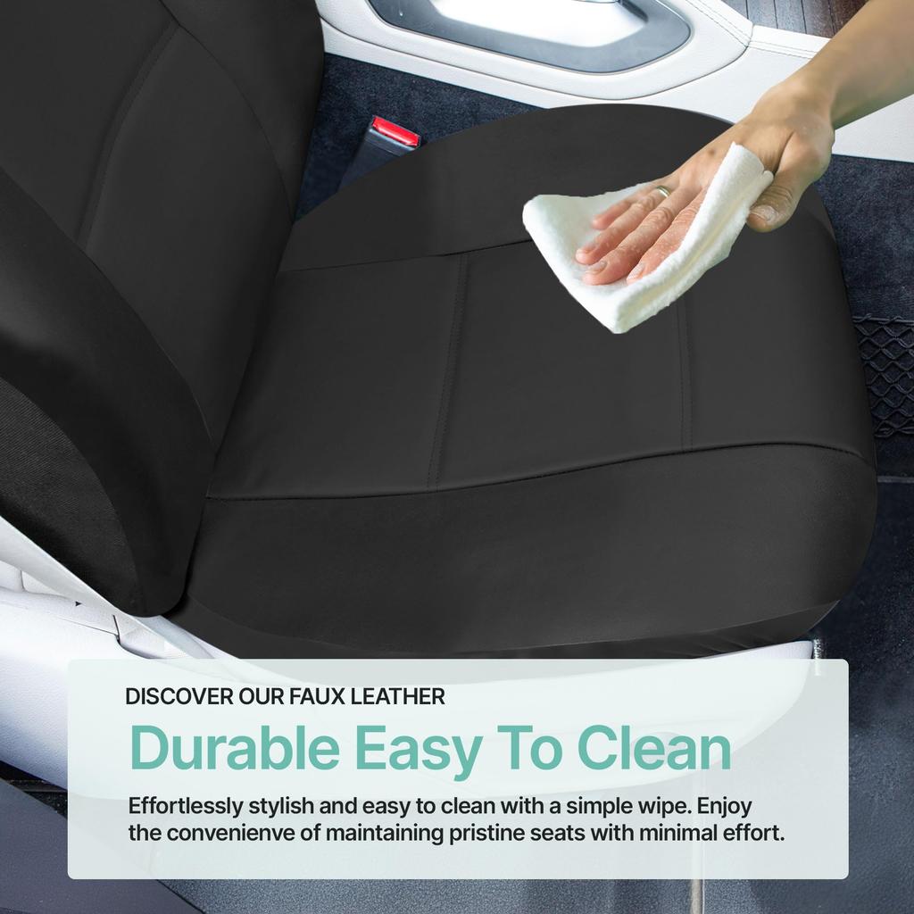 FH Group International Black Leatherette Front Seat Universal Set of X X Cm X X Officially Imported from PU001BLACK102 Covers, Fit, 2, 27.94 7.62 38.1