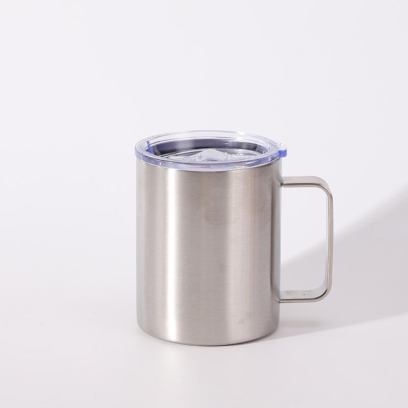 12oz Stainless Steel Vacuum Insulated Tumbler with Transparent Lid and Handle