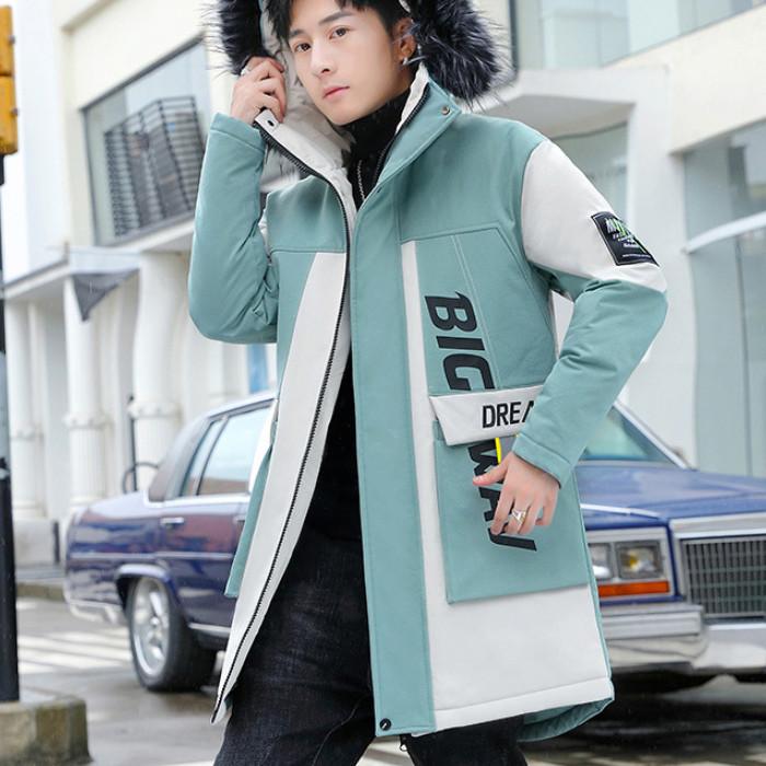 New Winter Warm Jacket Youth Fashion Trend Popular Logo Casual Coats Men Cotton Padded Jackets Plus Size