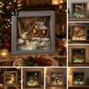 Cozy Bedroom Decor Christmas Snowy Night Light Picture Frame, Vintage Wooden Frame 3D Mini Lighted Shadow Box Landscape Lamp, Desktop Atmosphere