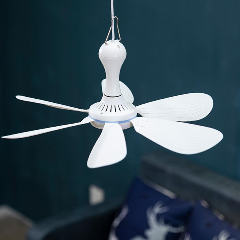 Ceiling Fan Hanging Fans 6 Leaves USB Outdoors Dual-Use Small Indoor for Camping Restaurant Canopy Tent Living Room