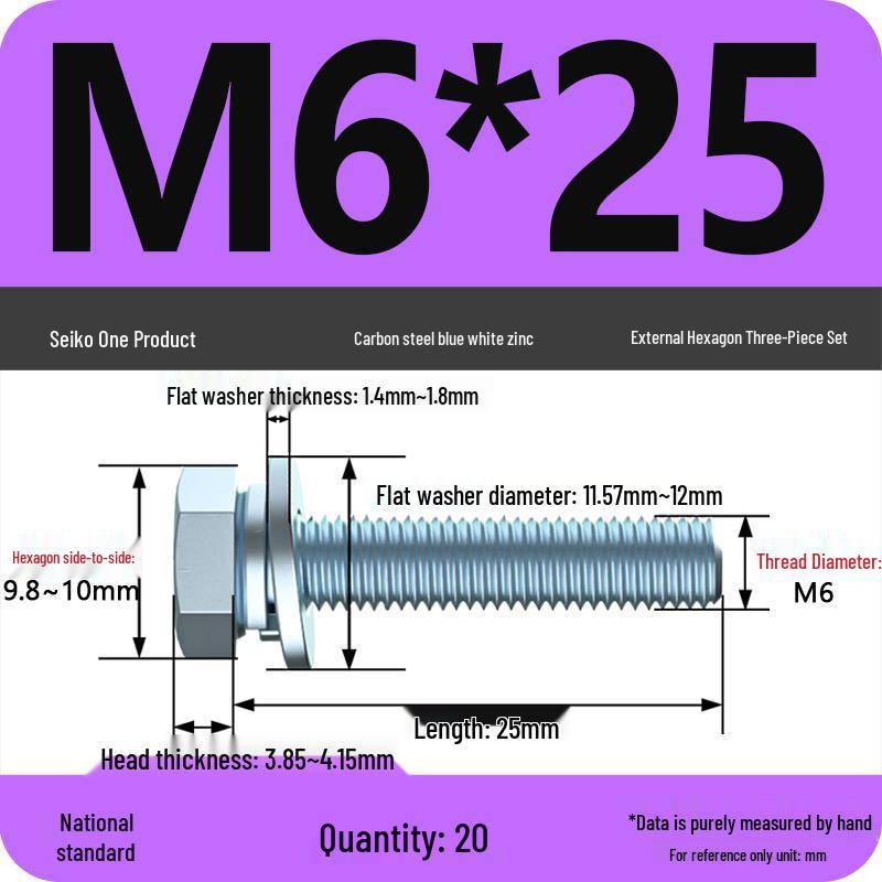 Grade 8.8 Galvanized Hex Bolt Set with Spring and Flat Washers (Sizes M4-M12)