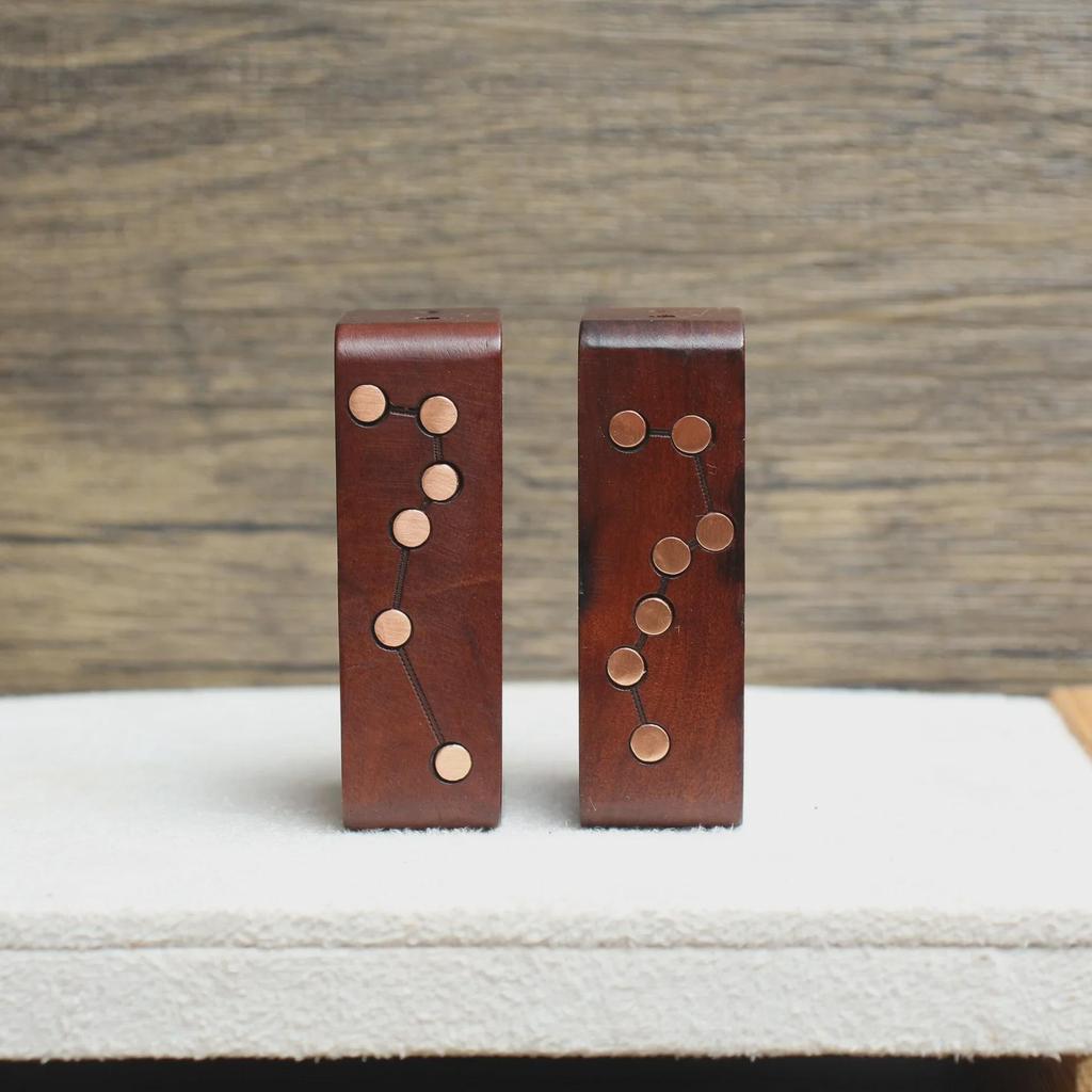 Lightning-Struck Jujube Wood Pendant with Six-Star and Seven-Star Crape Myrtle Design - Taoist Magic Tool