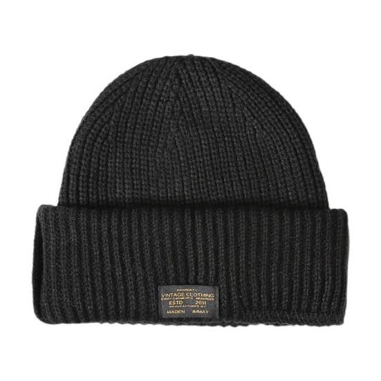 Pánská podzimní zimní pletená čepice Super měkká, vysoce elastická ultra-hustá jednobarevná pletená čepice odolná proti větru, Streetwear čepice