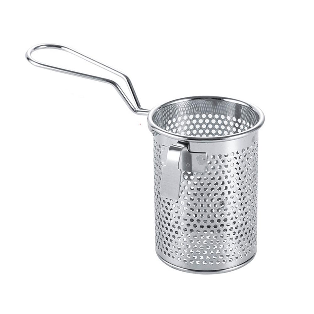 with Hook&Handle Deep Frying Basket Silver Hotpot Strainer Mesh Hangable Colander Kitchen
