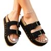 Summer new wind round head large size rivet women's one-character buckle with muffin thick bottom women's slippers