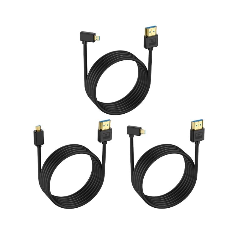 Thin Silicone 8K60hz 1080p Camera Cable Fast Speed 48Gbps 90 Degree Angle option For Cameras Tablets