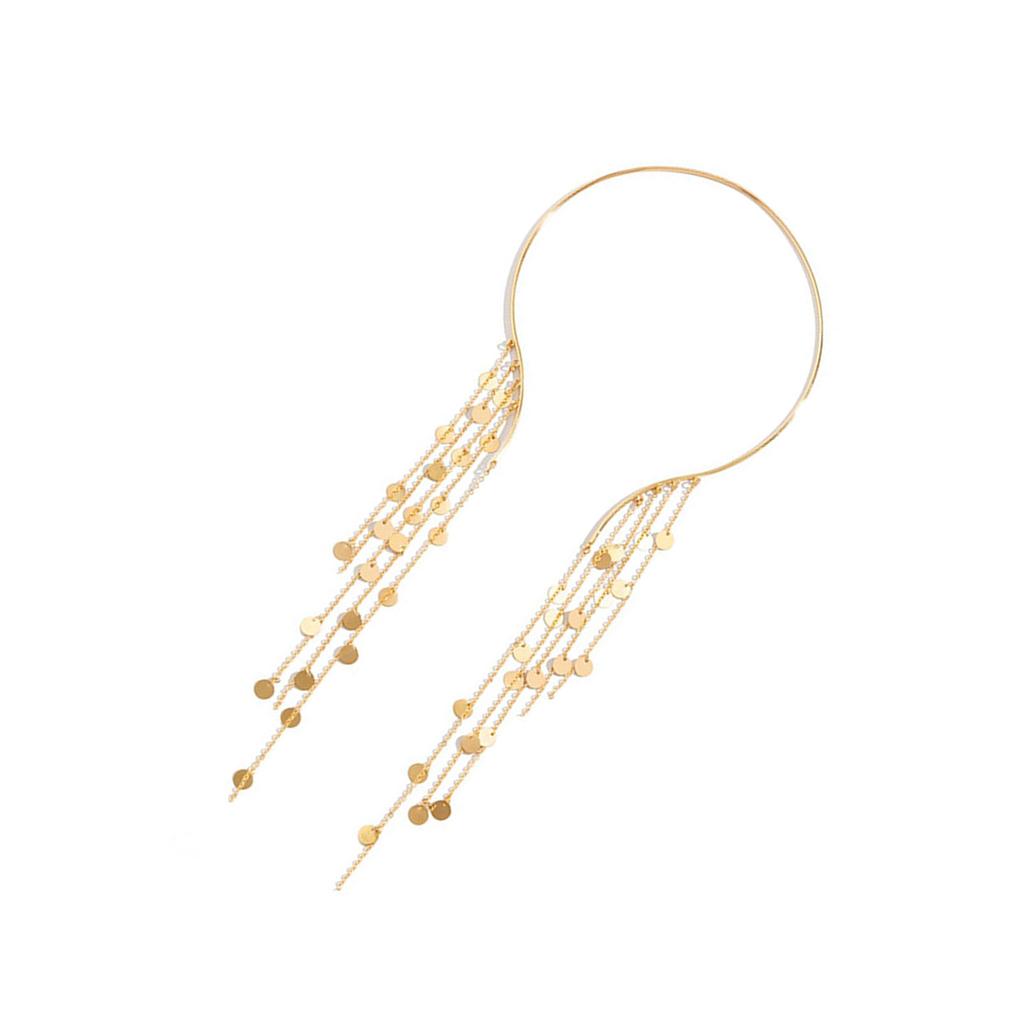 Elegant Long Tassels Necklace with Faux Coin Pendant for Women Perfect for Evening Gowns and Business Meetings