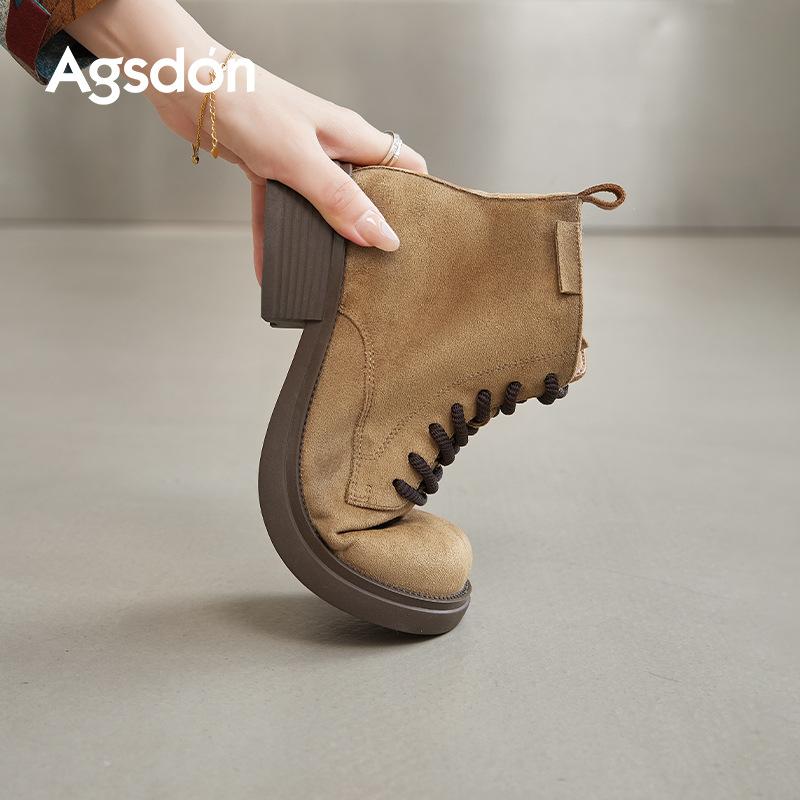 Augustine Martin boots women's 2025 new autumn retro rhubarb boots medium tube British platform soft-soled short boots