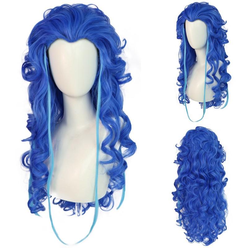 Ice Blue Full Head Wig Cosplay Dragon Prince Long Straight With Beauty Point