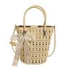 Large capacity shoulder bag 2025 summer new niche handbag hollow design women's bag PU armpit bag bucket bag