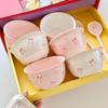 Set de 2 boluri ceramice cu 2 linguri Bol Drăguț Cadou Boluri ceramice Cadouri de ziua de naștere Desert Utilizare zilnică