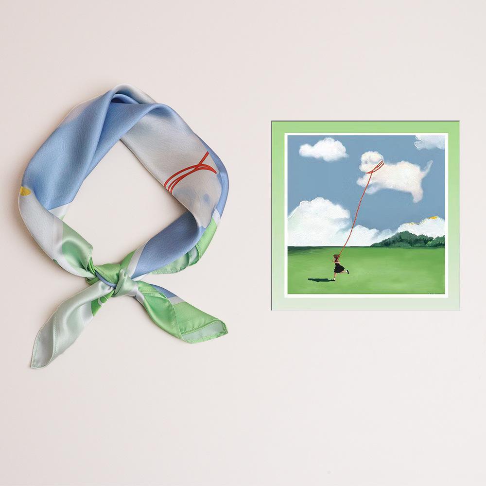 53*53cm Moteskjerf dame simulert silke firkantskjerf pannebånd