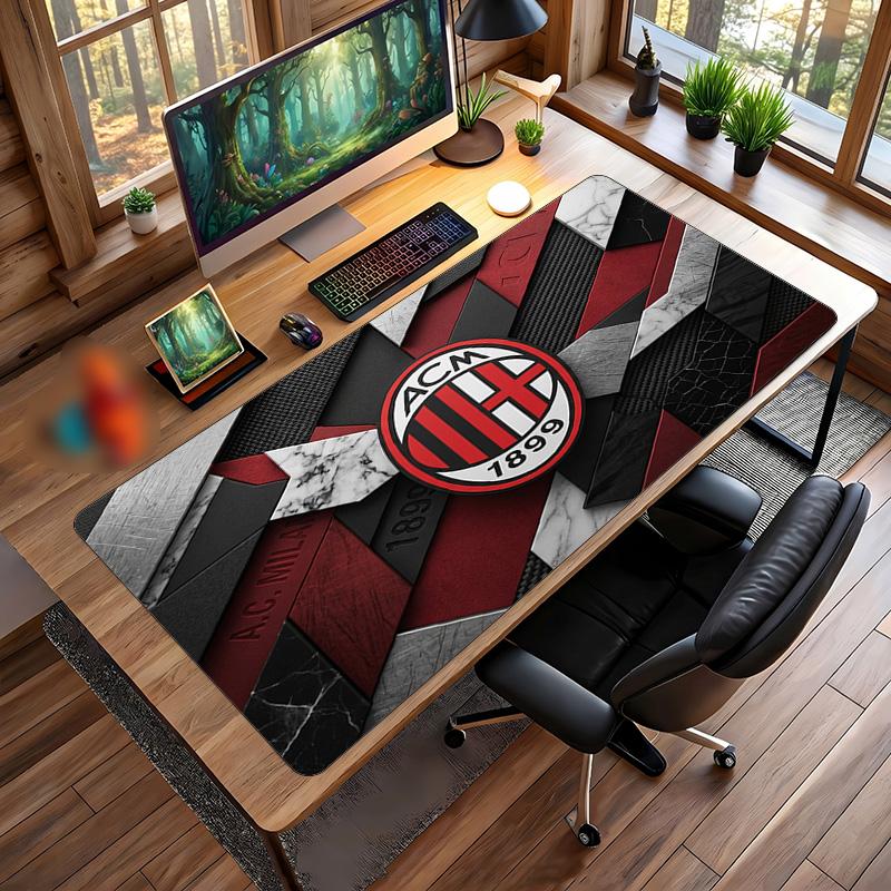 Tappetino per Mouse Grande Stampato AC Milan, Tappetino Morbido in Gomma Antiscivolo per Scrivania da Gioco per Ufficio Laptop Computer Decorazione