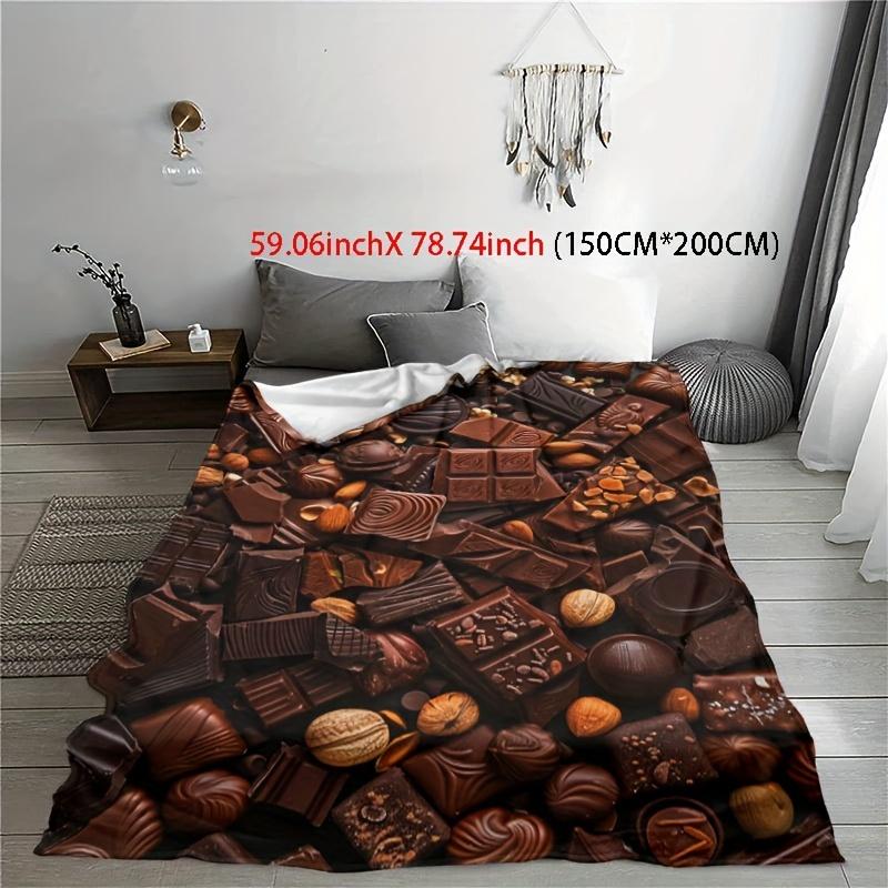 Cozy Chocolate Treats Print Flannel Throw Blanket - Soft, Warm & Versatile for Naps Office Bed, Camping | All-Season Gift Idea