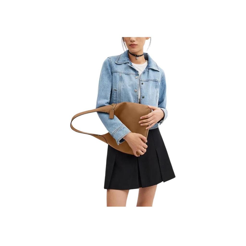 Coach Brooklyn 28 Logo Magnetic Closure Leather Crossbody Bag Medium Women Bags Honey-Brown CU068-B4T7J