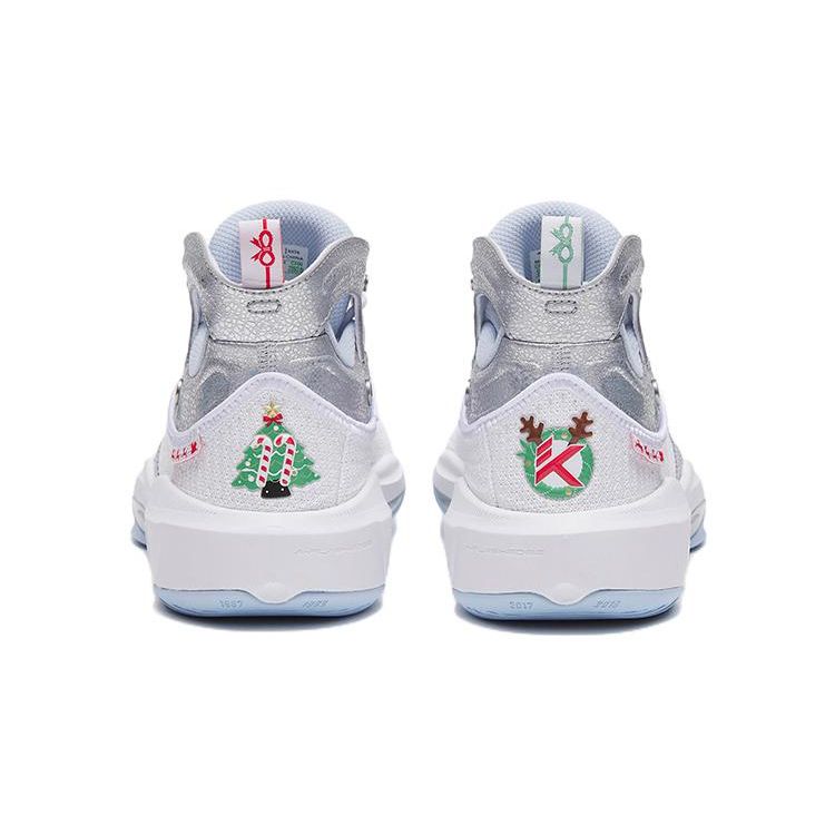 Anta Kids KT8 Non-Slip Shock Absorbing Wear-Resistant High-Top Basketball Shoes Kids Basketball Shoes Silver Blue 312311130-10