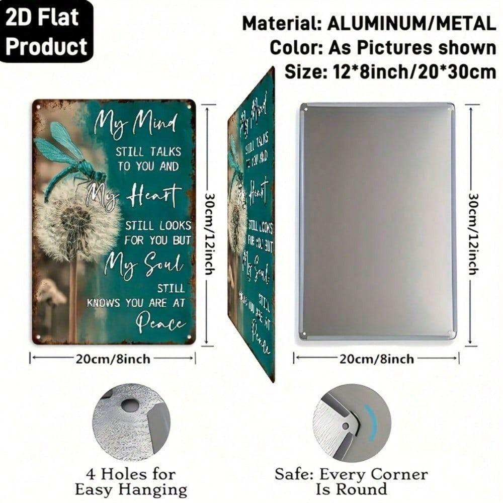 

Винтажная металлическая табличка Декор для стен с цитатой и изображением стрекозы