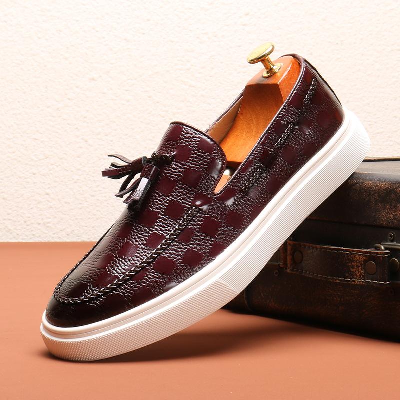 

S11 Лоферы новые ботинки-бини мужские лоферы британские с кисточками премиум однопедальные туфли Дуга 46 бордовый