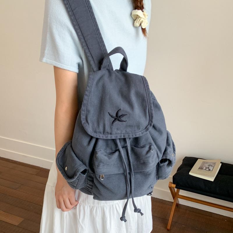 Schoolbag Korean large-capacity canvas shoulder bag women's 1011 new trendy summer leisure foreign style student commuter backpack